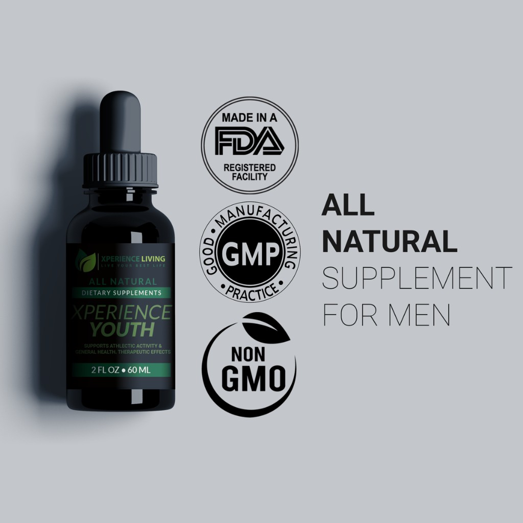 Xperience Youth Liquid: all natural, made in an FDA-registered facility, GMP, non-GMO